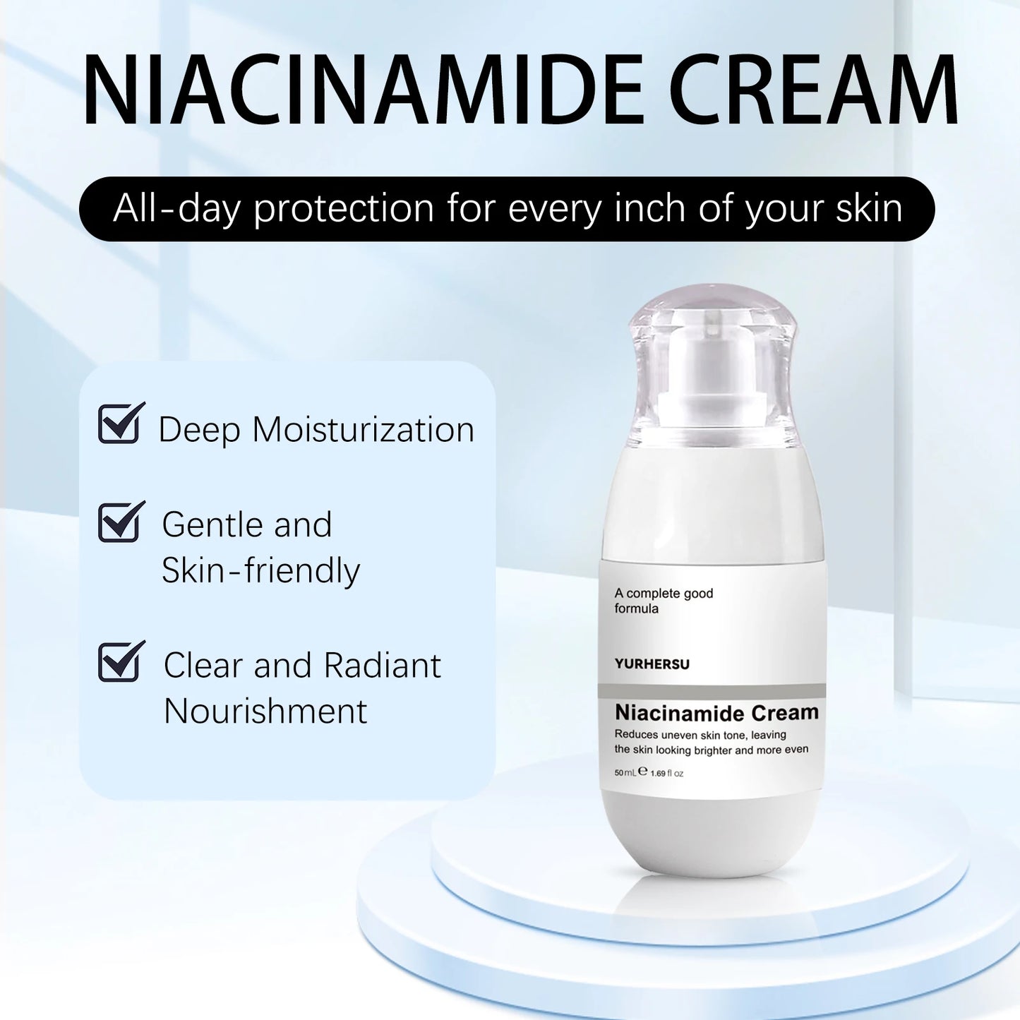 Niacinamide Face Cream, Minimizes Pores, Moisturizes, Suitable for Oily Skin, Effectively Hydrates