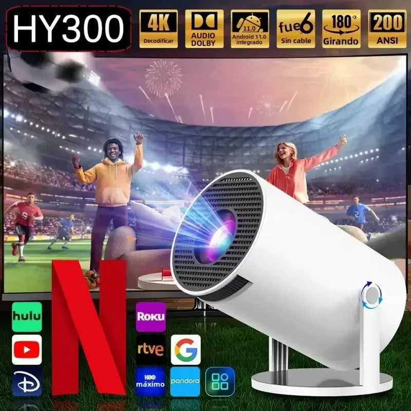 2026 HY300 Smart Mini Projector — WiFi6 + BT5.0 | 1080P/4K Support | Auto Keystone | Portable Home Theater Beamer