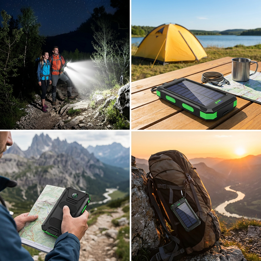 30000mAh Portable Solar Power Bank External Battery Waterproof Dual 5V 1A USB Ports LED Flashlight for iPhone Samsung Tablets